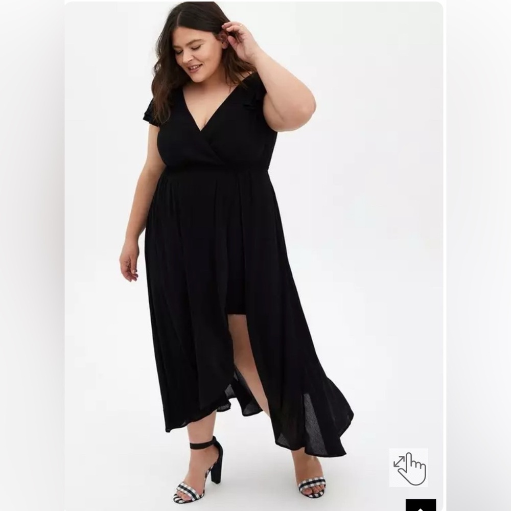 TORRID BLACK GAUZE WALK THROUGH ROMPER MAXI PLUS 3X DRESS